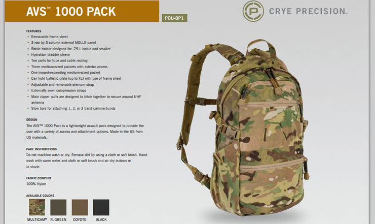装備】多機能な軽量バックパック！ CRYE（クライ）の新作「AVS1000PACK