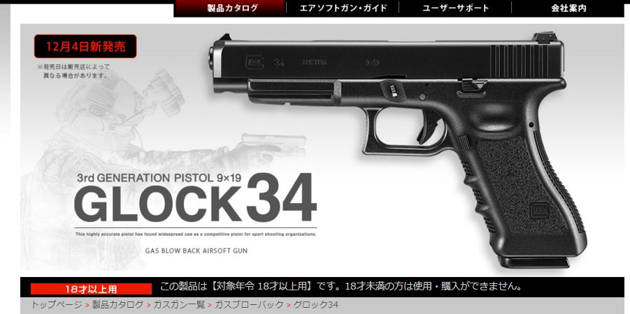 東京マルイ GLOCK34 3rd GENERATION グロック34 3rd ジェネレーション